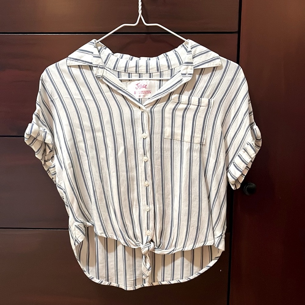 White with blue stripes Justice blouse